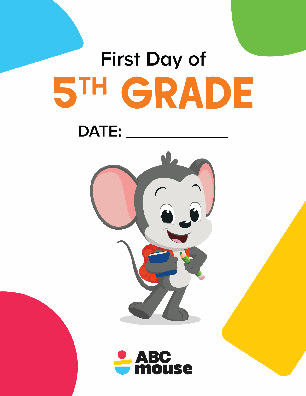 Free printable first day of 5th grade sign from ABCmouse.com.