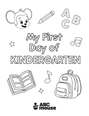 Free printable first day of kindergarten coloring poster from ABCmouse.com.