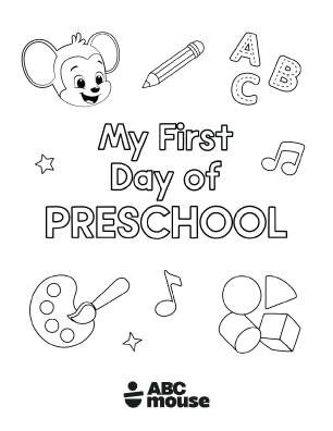 Free printable first day of preschool coloring poster from ABCmouse.com.