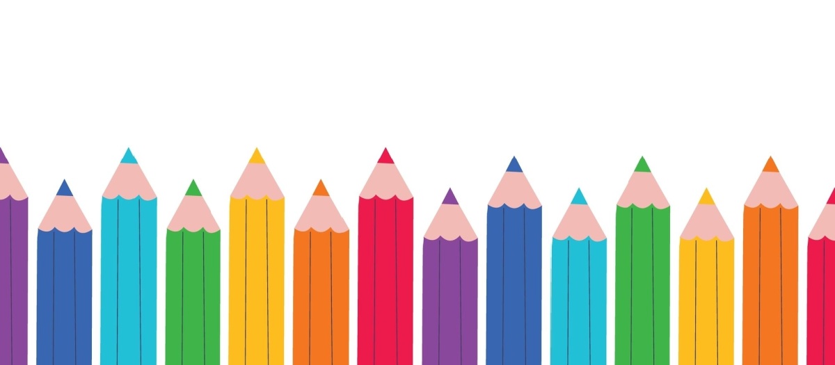Colorful pencils in a line.