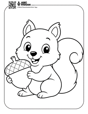 Squirrel with acorn free printable coloring page for preschoolers from ABCmouse.com.
