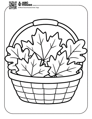 Basket of leaves free printable coloring page for preschoolers from ABCmouse.com.
