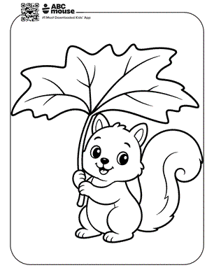 Cute critter free printable fall themed coloring page for preschoolers from ABCmouse.com.