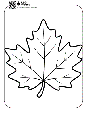 Maple leaf free printable coloring page for preschoolers from ABCmouse.com.