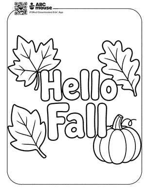 Hello Fall free printable coloring page for kids from ABCmouse.com.