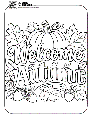 Welcome Autumn free printable coloring page for kids from ABCmouse.com.