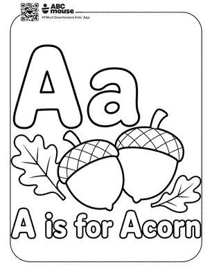 A is for acorn free printable fall themed coloring page for preschoolers from ABCmouse.com.