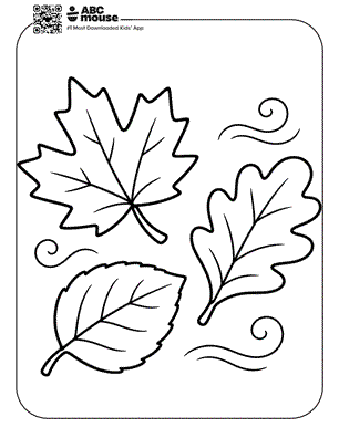 Fall leaves free printable fall themed coloring page for preschoolers from ABCmouse.com.