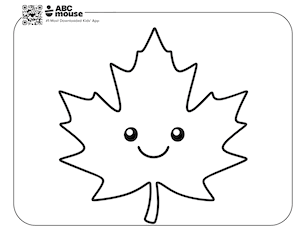 Happy leaf free printable fall themed coloring page for preschoolers from ABCmouse.com.