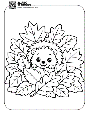 Hedgehog free printable fall themed coloring page for preschoolers from ABCmouse.com.