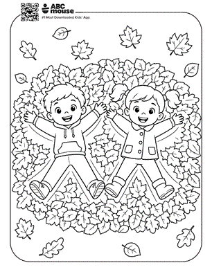 Leaf angels free printable fall themed coloring page for preschoolers from ABCmouse.com.