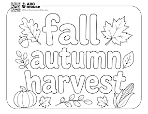 Fall, Autumn, Harvest, free printable coloring page for kids from ABCmouse.com.