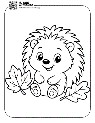 Happy hedgehog free printable coloring page for preschoolers from ABCmouse.com.