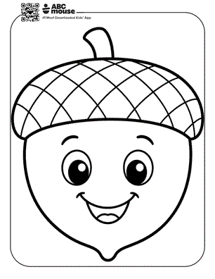 Happy acorn free printable coloring page for preschoolers from ABCmouse.com.
