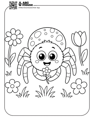 Spider coloring page for kids from ABCmouse.com.
