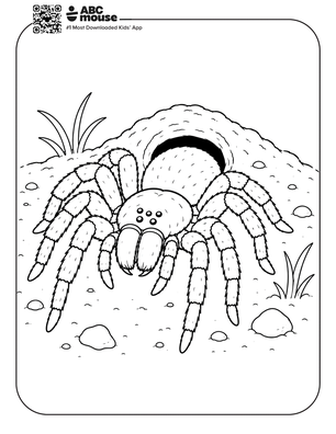 Trap Door spider coloring page for kids from ABCmouse.com.