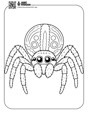 Simple hairy spider coloring page for kids from ABCmouse.com.