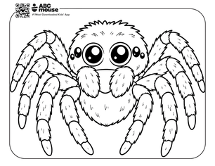 Simple large hairy spider coloring page for kids from ABCmouse.com.