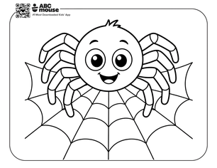 Simple spider coloring page for kids from ABCmouse.com.