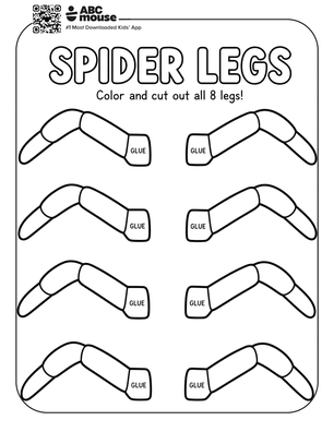 Spider legs coloring page for kids from ABCmouse.com.