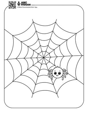 Simple spider on a web coloring page for kids from ABCmouse.com.