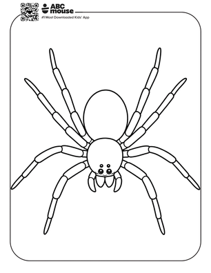 Simple spider with long legs coloring page for kids from ABCmouse.com.