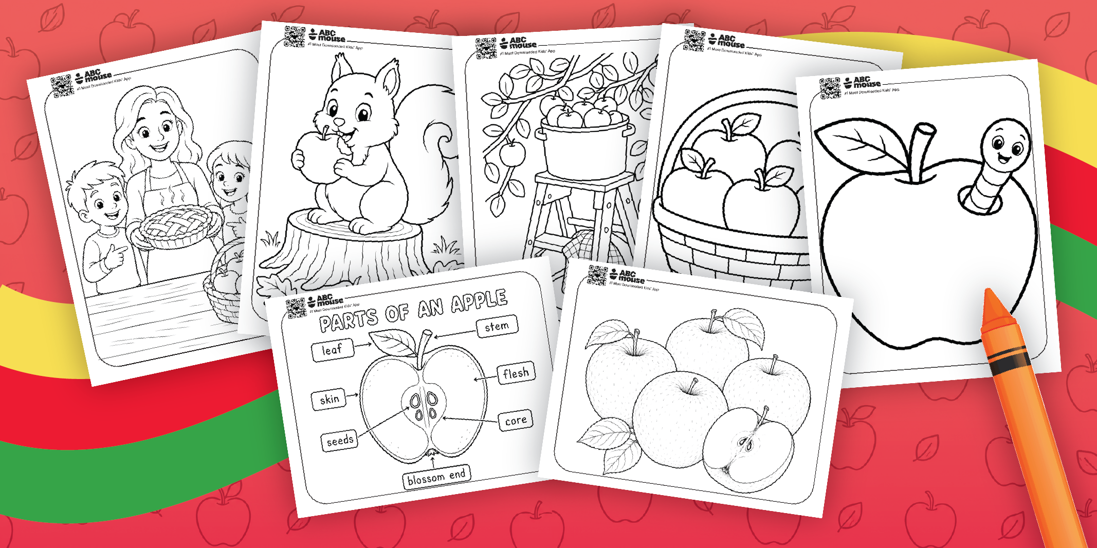 Free printable apple coloring pages for kids from ABCmouse.com.