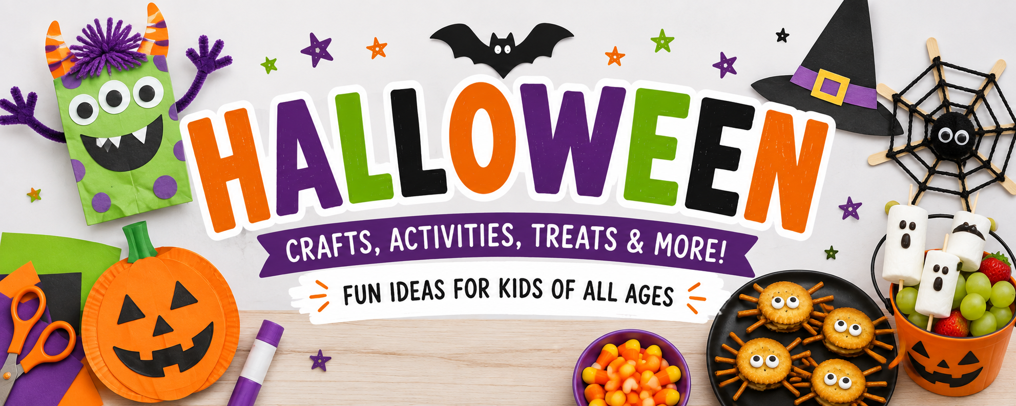 Fun Halloween crafts, activities, and games for kids.