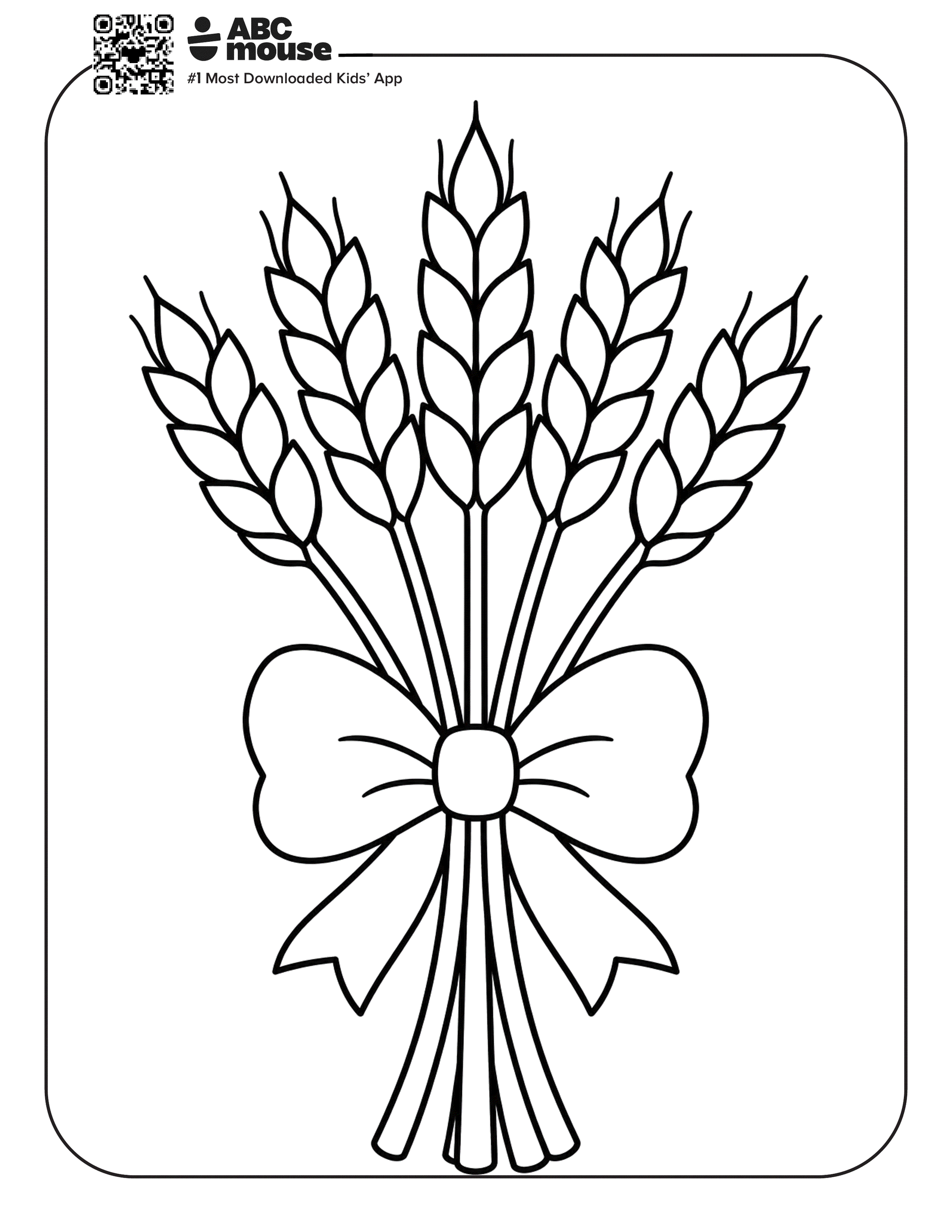 Simple wheat bundle. Free printable coloring page from ABCmouse.com.