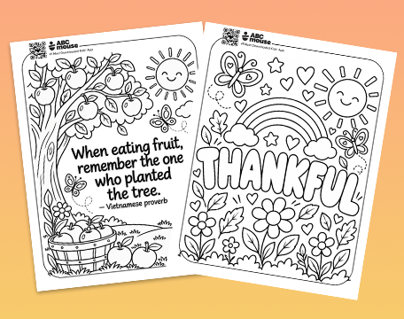 Fun printable gratitude quotes and coloring pages for kids from ABCmouse.com.